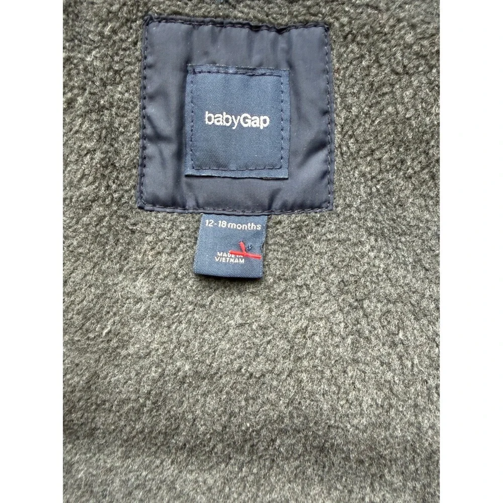 BabyGap Navy Blue Puffer Jacket Fleece Lined Hooded 12-18 Months Kids Coat